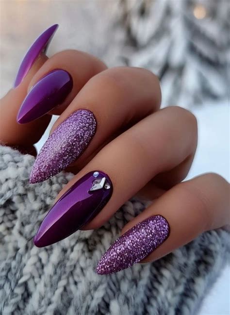 Pin By Sandra Novak On Nails Purple Glitter Nails Nail Art Purple Nails