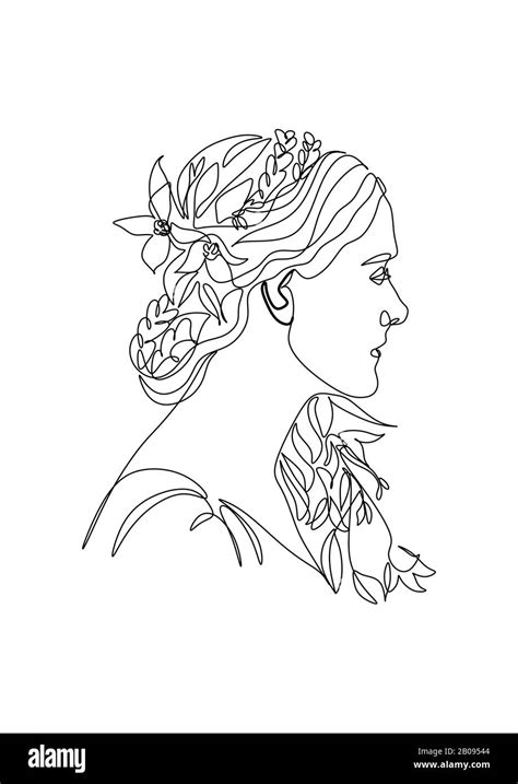 Continuous line woman portrait Cut Out Stock Images & Pictures - Alamy 