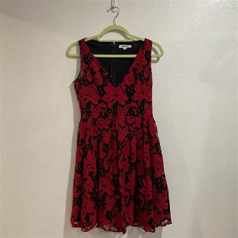 Bb Dakota Red Lace Sleeveless Midi Fit Flare Dress Sz Ebay