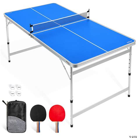 GoSports 6 x 3 ft Mid-Size Table Tennis Table Set with Adjustable ...