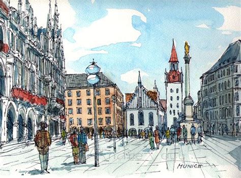 Munich Art Print From An Original Watercolor Painting Etsy