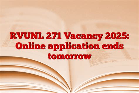 RVUNL 271 Vacancy 2025 Online Application Ends Tomorrow StudyToper