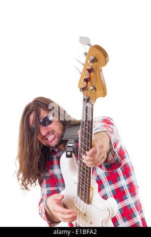 Male Musician With Guitar Isolated On White Stock Photo Alamy