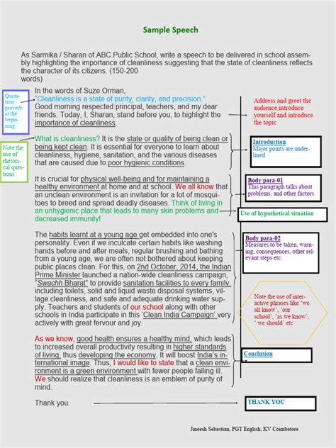 Speech Sample Final | PDF | Hygiene | Sanitation