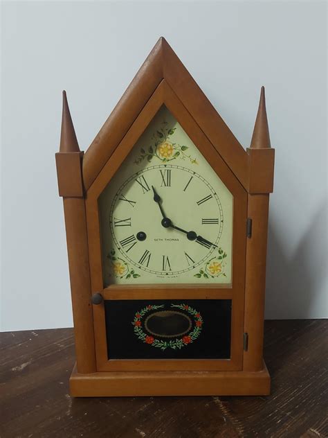 Vintage Seth Thomas Wooden Church Steeple Mantle Clock Bosley Auctioneers