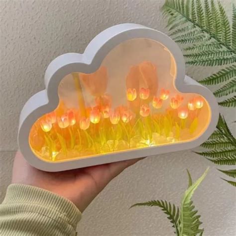 CLOUD TULIP NIGHT Light DIY Material Pack Handmade Mirror Flower Lamp