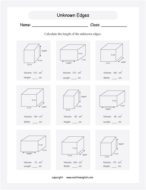 Volume Of Cube Worksheet For Grade 5