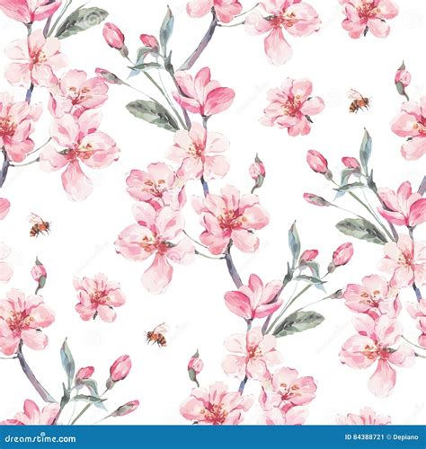 Vintage Garden Vector Spring Seamless Background Cartoondealer