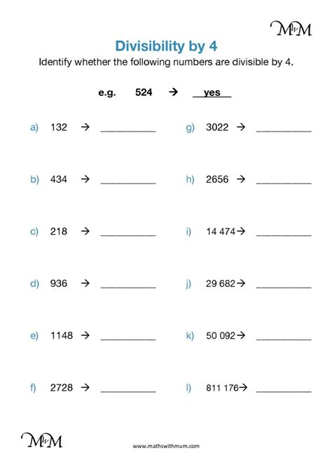 Test Of Divisibility Worksheet For Grade