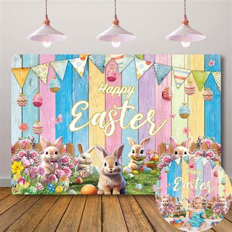 Amazon Happy Easter Party Backdrop Easter Rabbit Color Eggs Grass