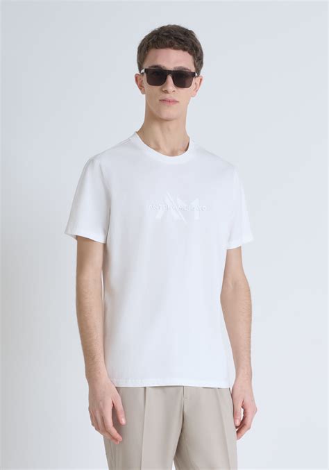 Regular Fit Cotton Jersey T Shirt With One Tone Logo Antony Morato