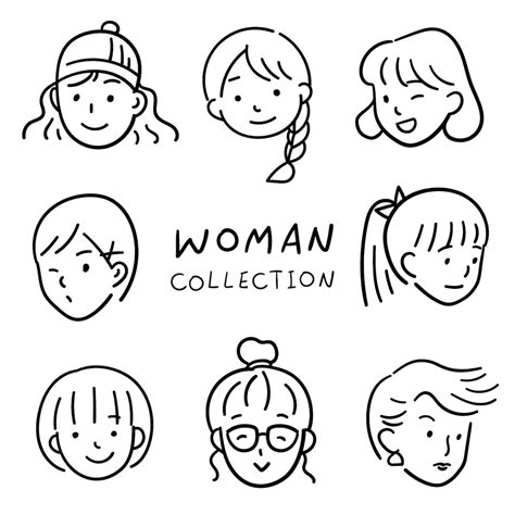 Premium Vector Hand Drawn Woman Avatar Collection In Doodle