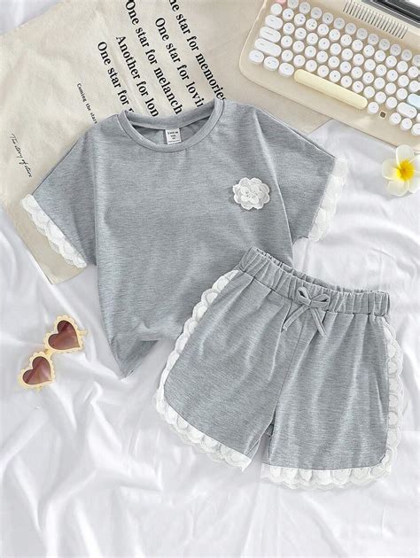 Set de 2 piezas para niñas pequeñas con blusa de manga corta casual