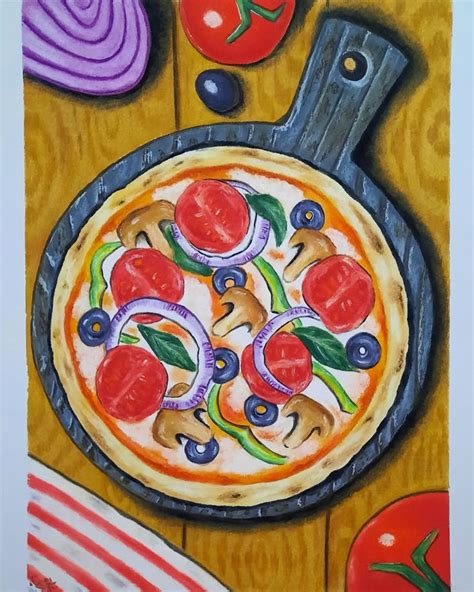 Pizza Oil Pastel Sketch Insta Artist Ghadakelany In 2025 Easy