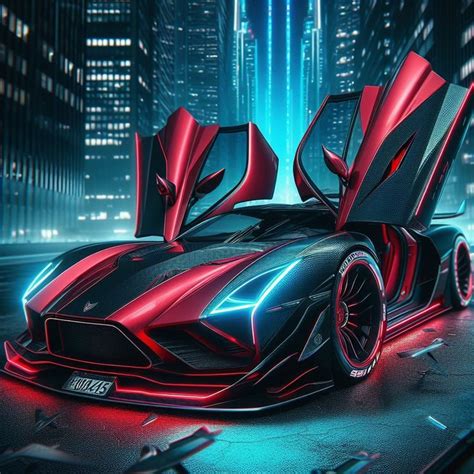 Futuristic Red And Black Sports Car