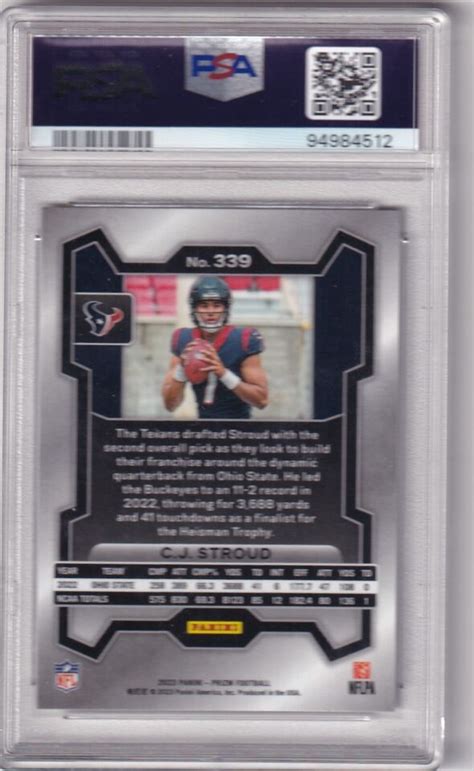 Psa Mint Prizm Rc C J Stroud Houston Texans Rookie Football Nfl