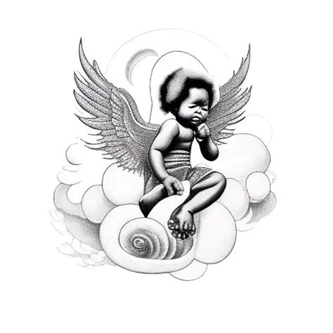 Realism Black Baby Angel Playing Soul Music On Tattoo Blackink Ai