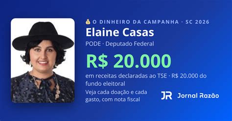 elaine casas pode quanto arrecadou    gastou na campanha