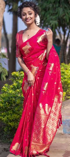 Festive Party Wear Traditional Pink And Majenta Color Art Silk Fabric