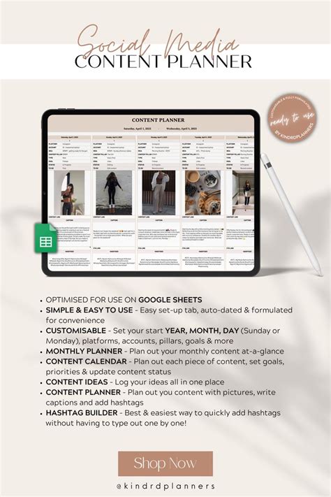 Ultimate Digital Social Media Content Planner For Google Etsy