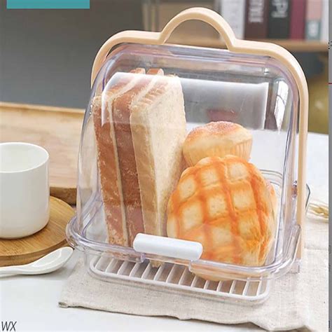 Dadatutu Portable Bread Box With Handle And Transparent Lid Loaf Cake