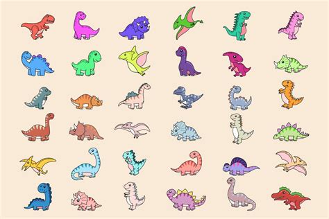 cute dinosaur cartoon vector art icons  graphics