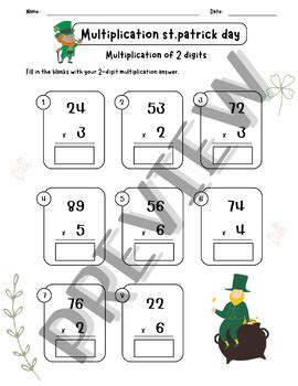 St Patrick S Day Multiplication Worksheets Fun And Engaging Math