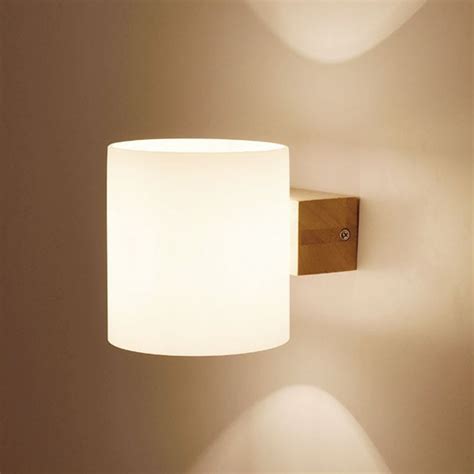 Tan Modern Wall Sconce For Residential Use Lumber With White Glass