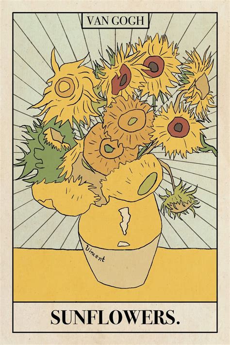 Tarot Card The Sunflowers Van Gogh Van Gogh Drawings Van Gogh