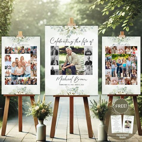 Editable Funeral Photo Collage Template Memorial Picture Display