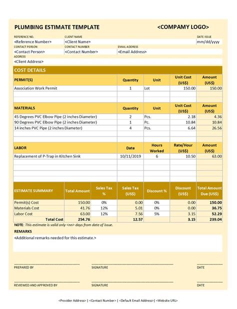 Plumbing Bid Template Social Media Template