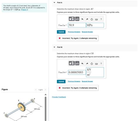 Solved Part AThe Shaft Is Made Of L 2 Tool Steel Has A Chegg