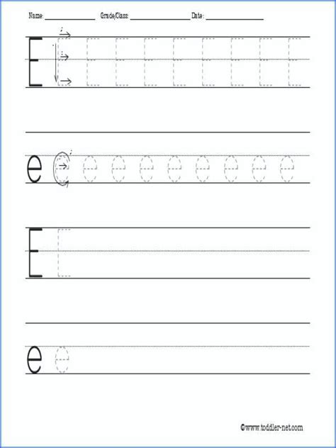 Traceable Letter E Worksheets