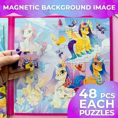 QUOKKA 2 x 48 Pieces Magnetic Book Puzzles for Kids Ages 4-6 - Unicorns ...