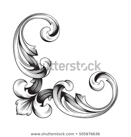 Vintage Baroque Corner Scroll Ornament Engraving Vector De Stock