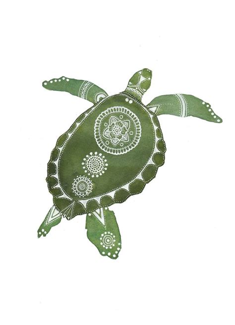 Green Turtle Archival Art Print Art Prints Prints Beach Wall Collage