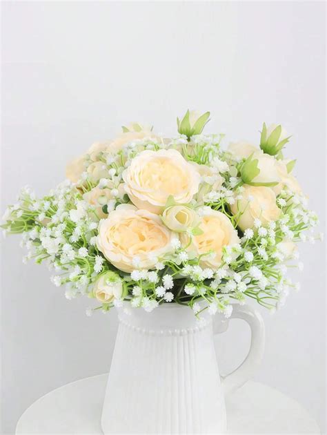 Pcs Elegant White Artificial Infant S Breath Flowers With Stems