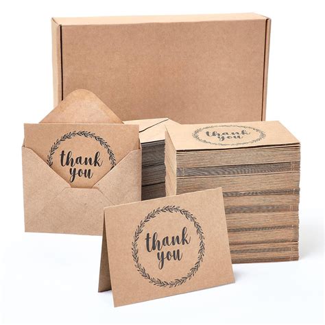 Pack X Inch Bulk Kraft Thank You Cards With Envelopes Blank