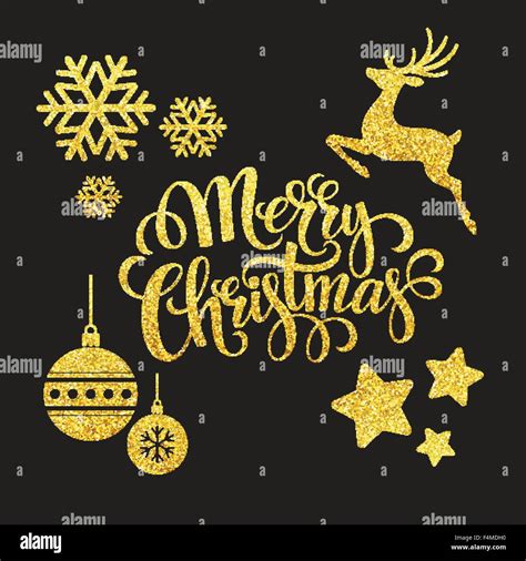 Christmas Gold Glitter Elements Vector Illustration Stock Vector Image