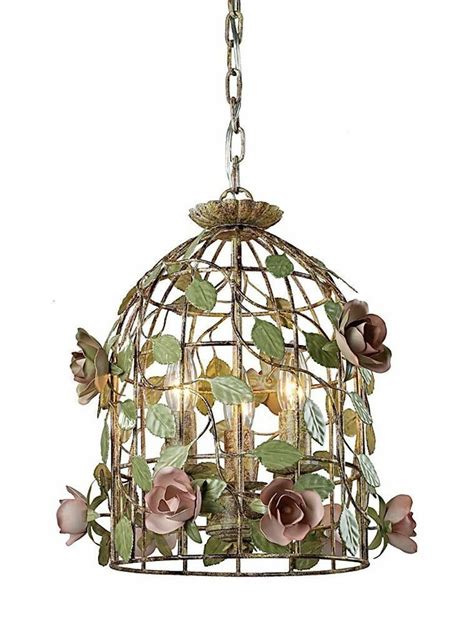 French Farmhouse Shabby Vintage Chic Iron Cage Pendant Chandelier