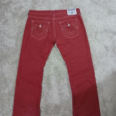 Red True Religion Jeans Baggy Flare Fit Depop