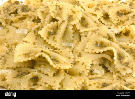 Closeup Of Bow Tie Pesto Pasta Farfalle Stock Photo Alamy