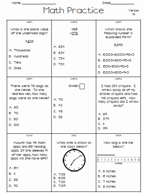 3Rd Grade Math Staar Test Practice Worksheets 3 D