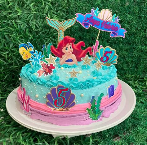 Pastel 3 Leches Con Toppers Torta De Sirenita Ariel Tortas De La