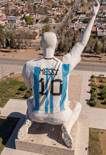 giant messi statue unveiled  suggestively positioned world cup