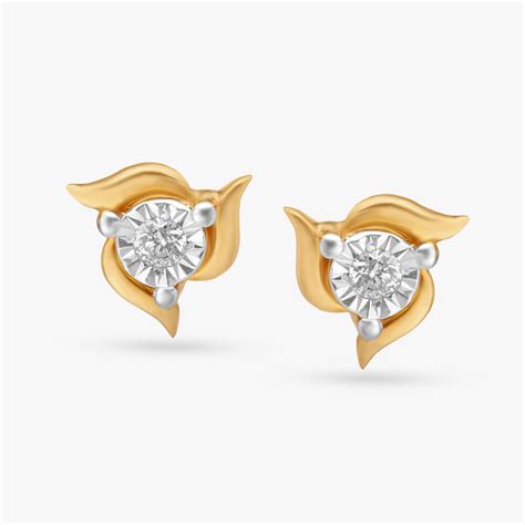 Buy Spiral Floral Single Stone Diamond Stud Earrings At Best Price