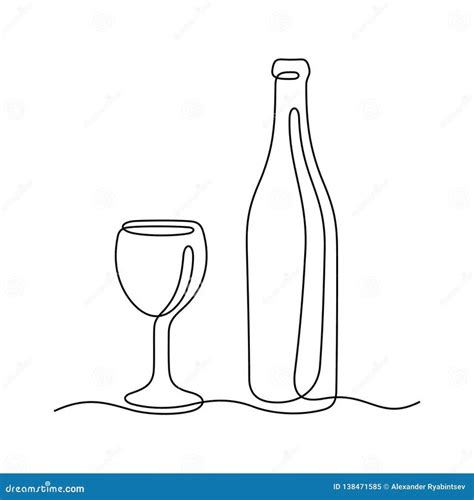 Wine Continuous Line Vector Illustration Stock Vector Illustration Of