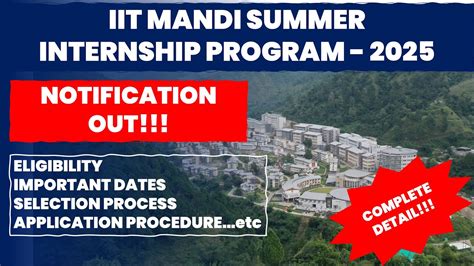 Iit Mandi Summer Internship Program Apply Now The Researchist