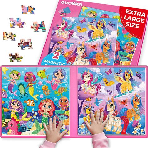 QUOKKA 2 x 48 Pieces Magnetic Book Puzzles for Kids Ages 4-6 - Unicorns ...