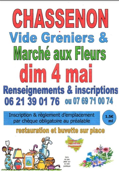 Vide grenier marché et marché aux fleurs Chassenon